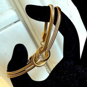NEW Knotted Twist Double Layered Snake Chain Bracelet Women Gold Stainless Steel